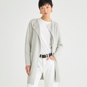 (SOLD) J. Crew Juliette Light Gray Collarless Long Cardigan Knit Coat XXS